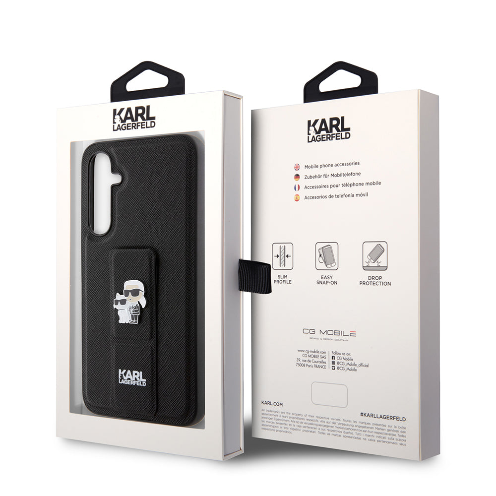 MagSafe hoesje voor Samsung Galaxy S23 FE S711, Karl Lagerfeld, Saffiano Gripstand Karl & Choupette, Blauw