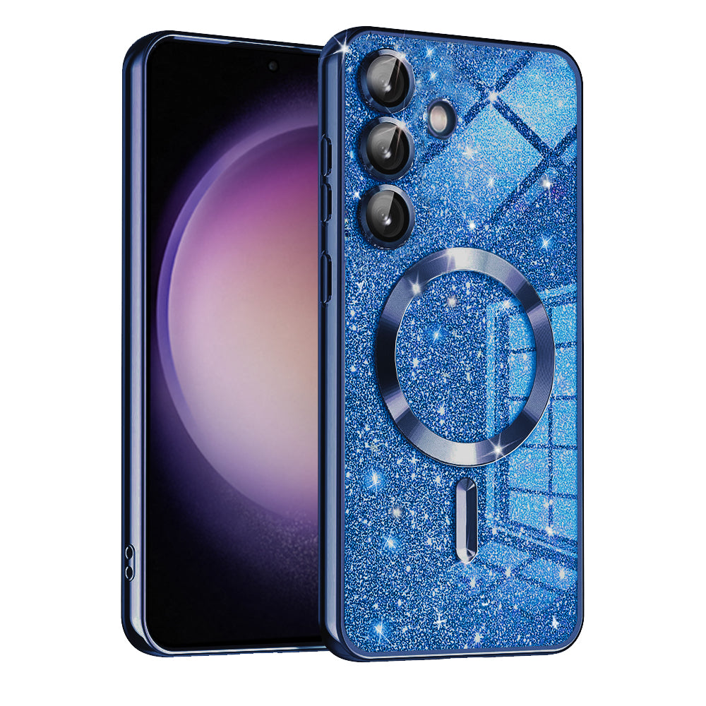 MagSafe-Hülle für Samsung Galaxy S23 FE S711, Techsuit, Luxury Glitter, Dunkelblau