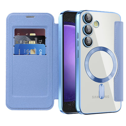 Coque MagSafe pour Samsung Galaxy S23 FE S711, Techsuit, SmartMag Book, Bleu