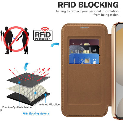 Coque MagSafe pour Samsung Galaxy S23 FE S711, Techsuit, SmartMag Book, Marron