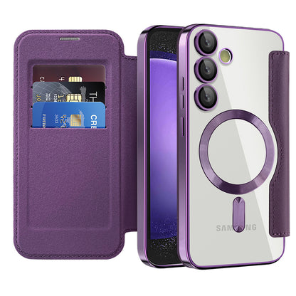 Coque MagSafe pour Samsung Galaxy S23 FE S711, Techsuit, SmartMag Book, Violet