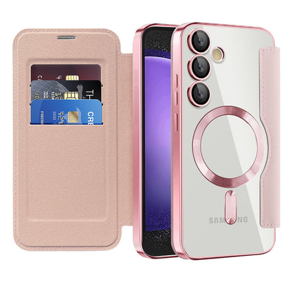 Coque MagSafe pour Samsung Galaxy S23 FE S711, Techsuit, SmartMag Book, Rose