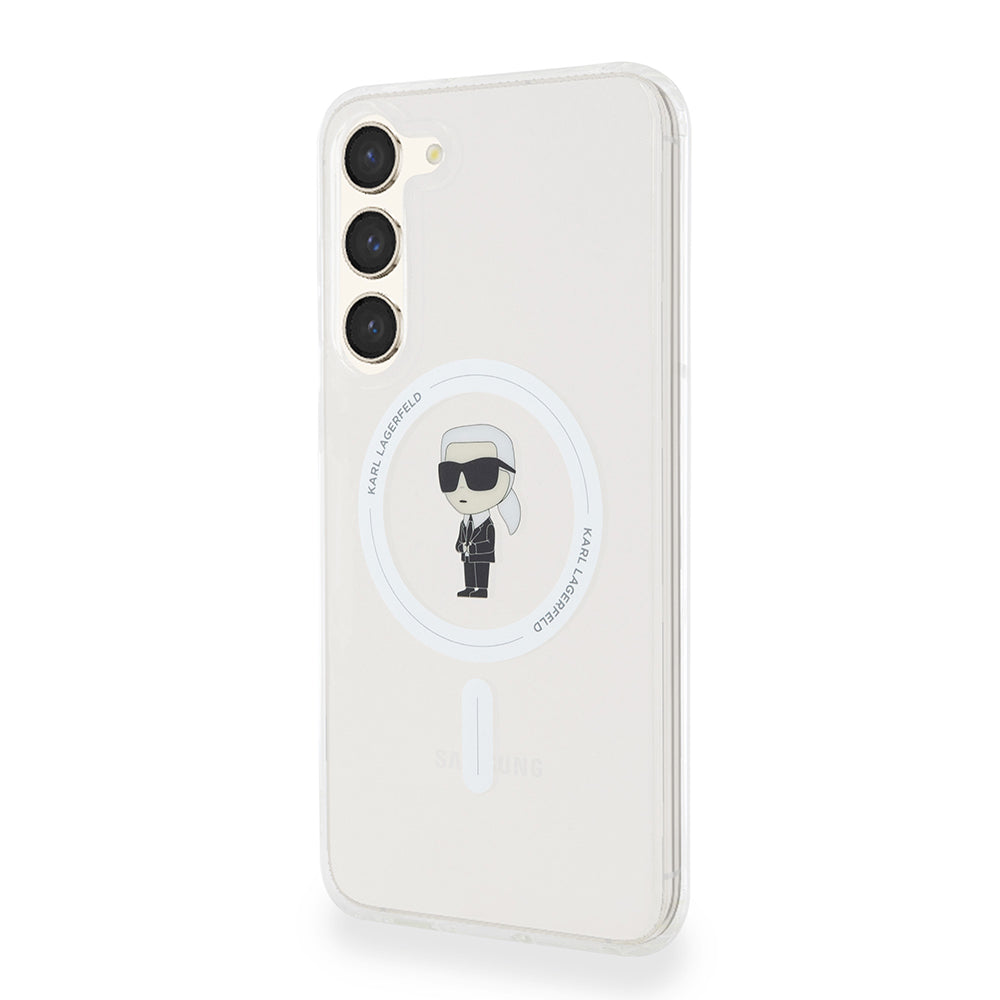 MagSafe hoesje voor Samsung Galaxy S23+ S916, Karl Lagerfeld, IML Ikonik Karl, Transparant