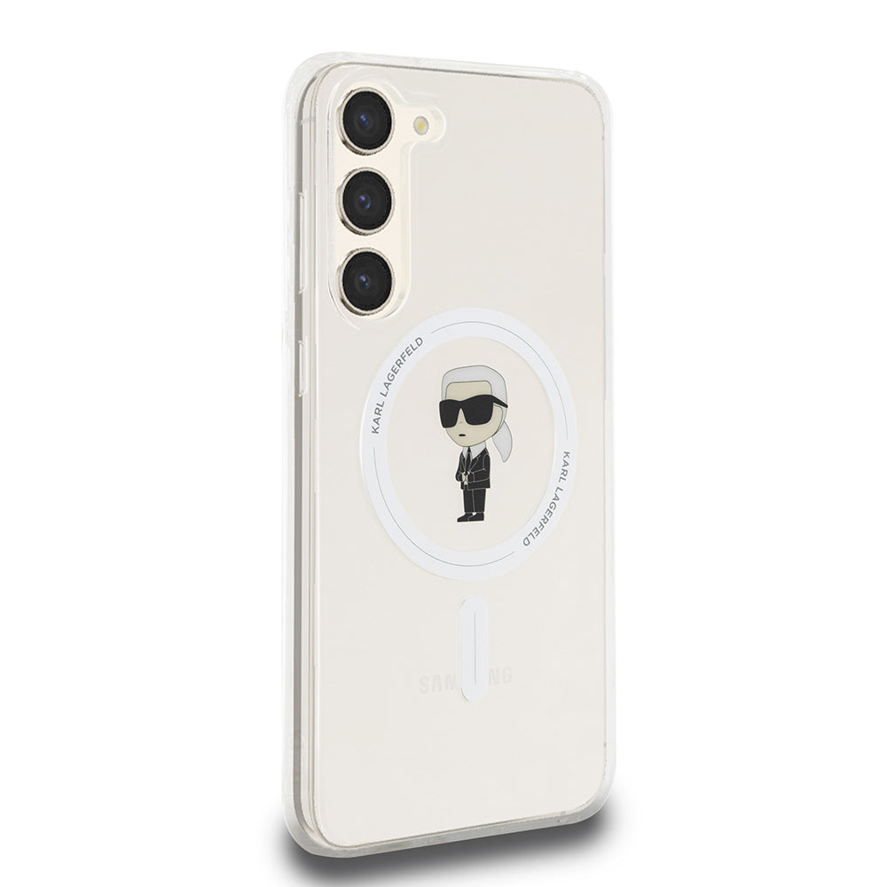 MagSafe hoesje voor Samsung Galaxy S23+ S916, Karl Lagerfeld, IML Ikonik Karl, Transparant