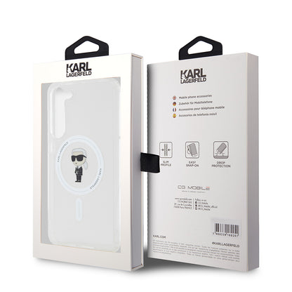 MagSafe hoesje voor Samsung Galaxy S23+ S916, Karl Lagerfeld, IML Ikonik Karl, Transparant