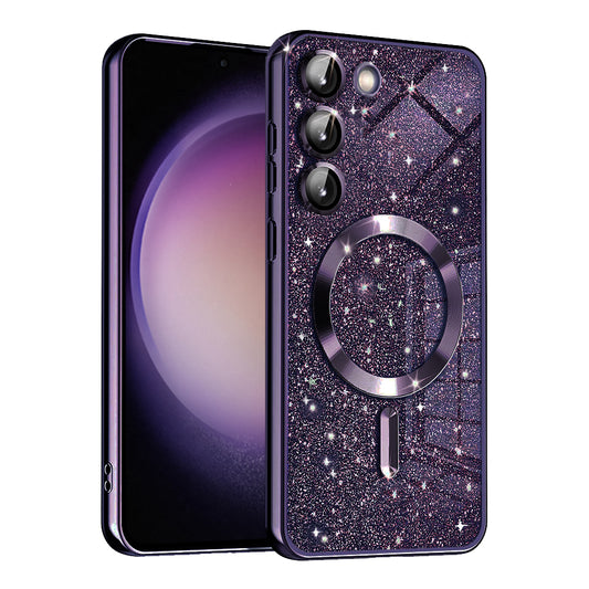 MagSafe-Hülle für Samsung Galaxy S23+ S916, Techsuit, Luxury Glitter, Dunkellila