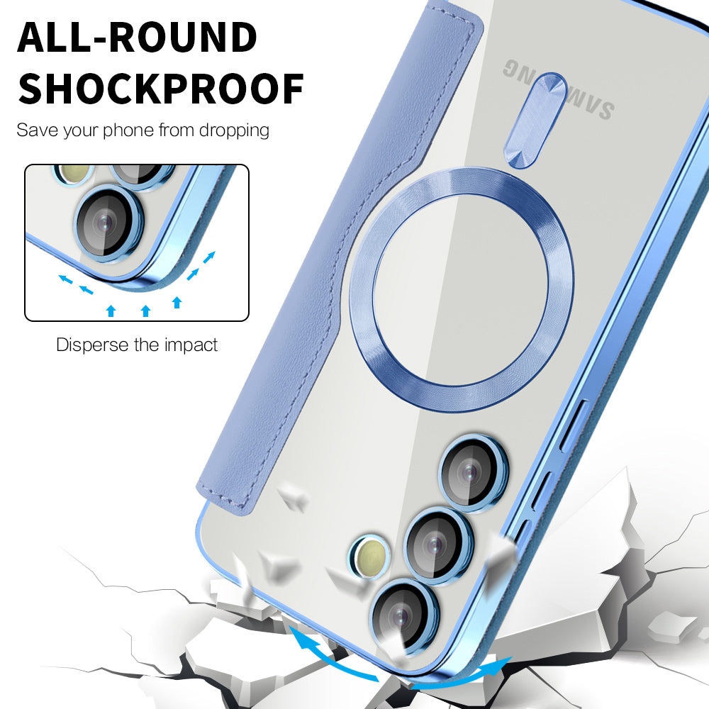 Coque MagSafe pour Samsung Galaxy S23+ S916, Techsuit, SmartMag Book, Bleu