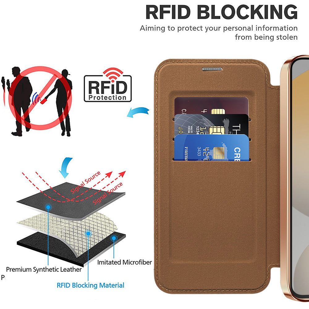 Coque MagSafe pour Samsung Galaxy S23+ S916, Techsuit, SmartMag Book, Marron