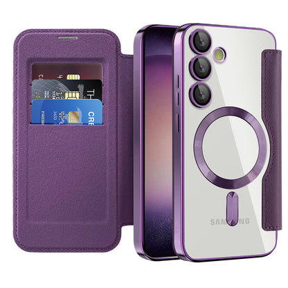 Coque MagSafe pour Samsung Galaxy S23+ S916, Techsuit, SmartMag Book, Violet