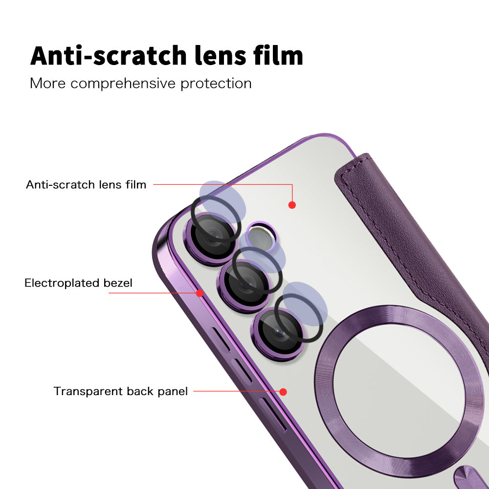 Coque MagSafe pour Samsung Galaxy S23+ S916, Techsuit, SmartMag Book, Violet