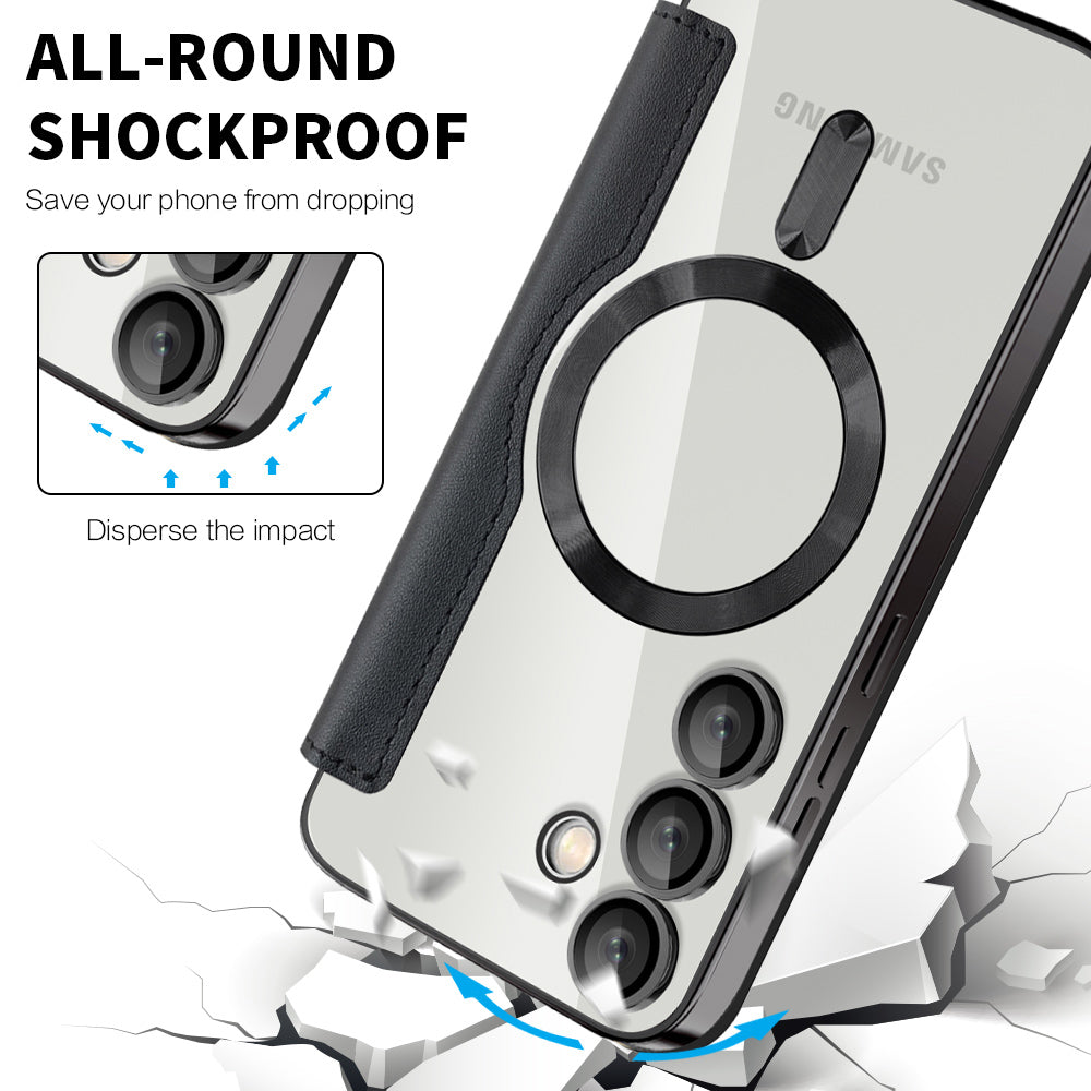 Coque MagSafe pour Samsung Galaxy S23+ S916, Techsuit, SmartMag Book, Noire