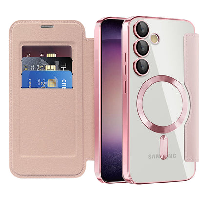 Coque MagSafe pour Samsung Galaxy S23+ S916, Techsuit, SmartMag Book, Rose