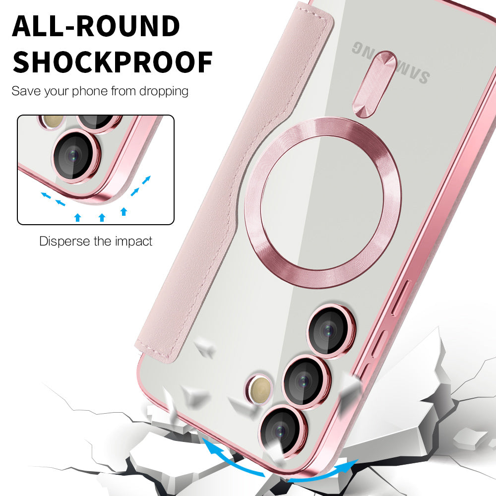 Coque MagSafe pour Samsung Galaxy S23+ S916, Techsuit, SmartMag Book, Rose