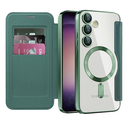 Coque MagSafe pour Samsung Galaxy S23+ S916, Techsuit, SmartMag Book, Vert