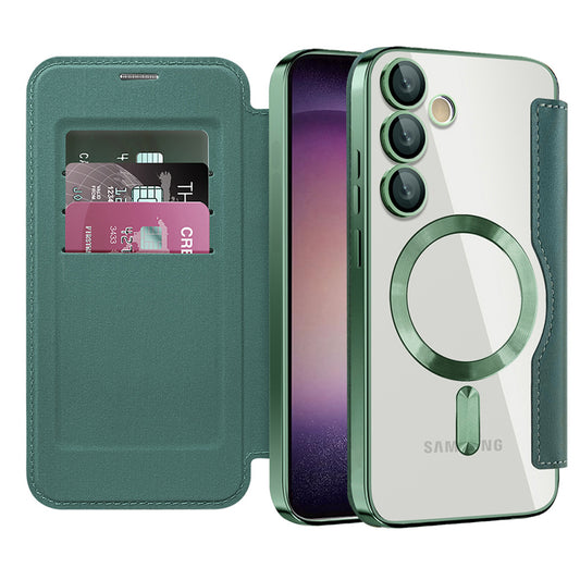 MagSafe-hoes voor Samsung Galaxy S23+ S916, Techsuit, SmartMag Book, Groen