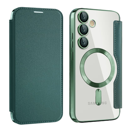 Coque MagSafe pour Samsung Galaxy S23+ S916, Techsuit, SmartMag Book, Vert