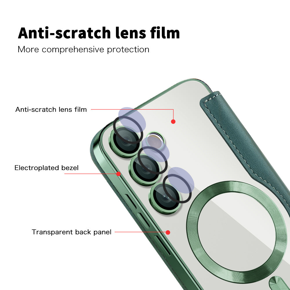 Coque MagSafe pour Samsung Galaxy S23+ S916, Techsuit, SmartMag Book, Vert