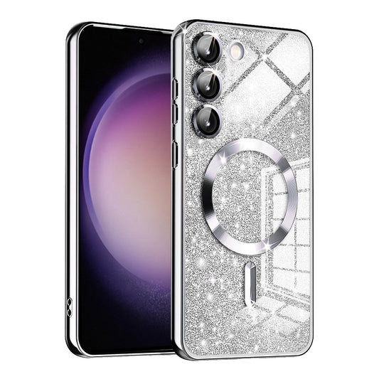 MagSafe-hoesje voor Samsung Galaxy S23 S911, Techsuit, Luxury Glitter, Zilver