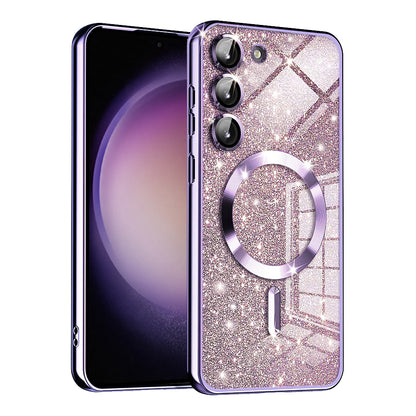 Coque MagSafe pour Samsung Galaxy S23 S911, Techsuit, Luxury Glitter, Violet Clair