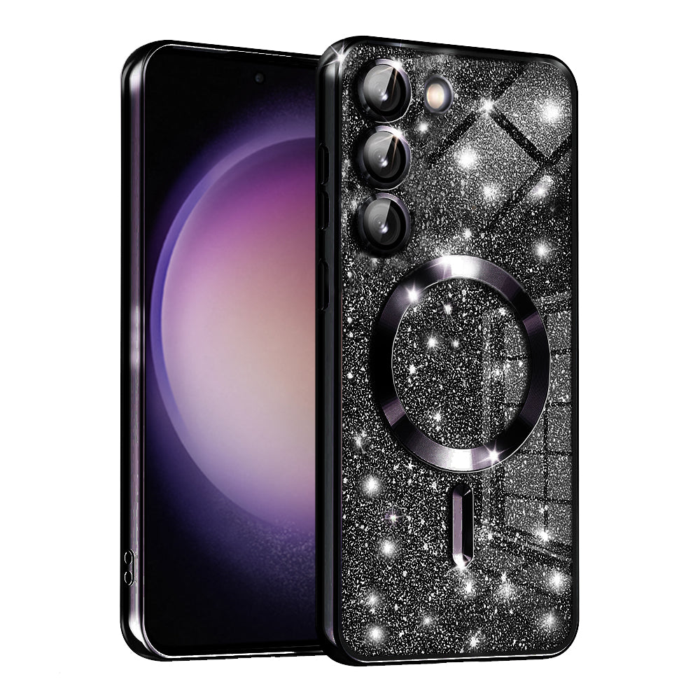 MagSafe-Hülle für Samsung Galaxy S23 S911, Techsuit, Luxury Glitter, Schwarz