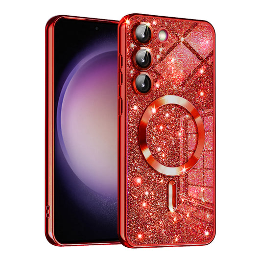 MagSafe-hoesje voor Samsung Galaxy S23 S911, Techsuit, Luxury Glitter, Rood