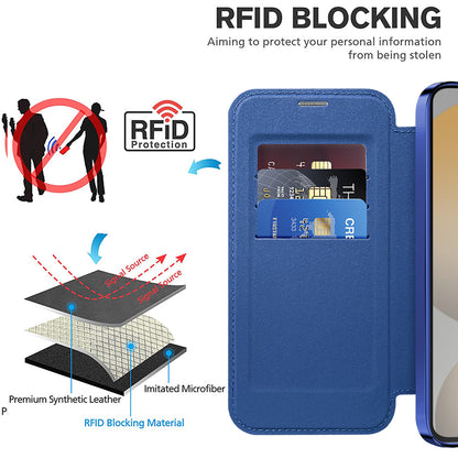 Coque MagSafe pour Samsung Galaxy S23 S911, Techsuit, SmartMag Book, Bleue