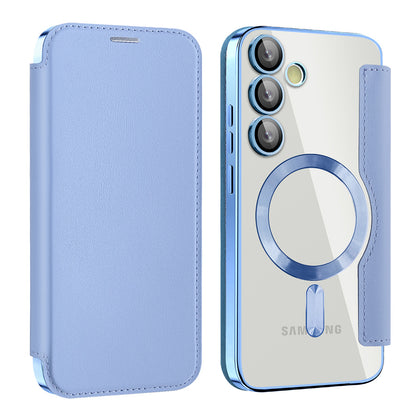 Coque MagSafe pour Samsung Galaxy S23 S911, Techsuit, SmartMag Book, Bleu