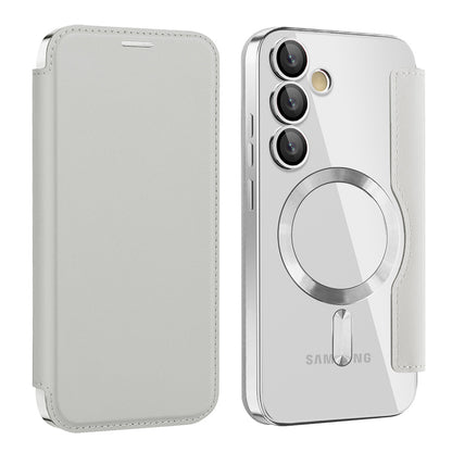 Coque MagSafe pour Samsung Galaxy S23 S911, Techsuit, SmartMag Book, Gris