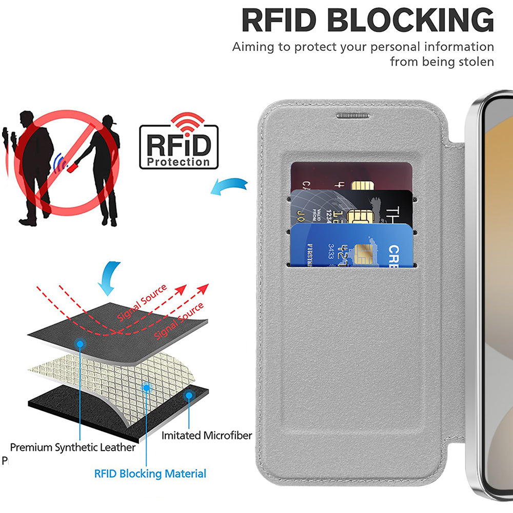 Coque MagSafe pour Samsung Galaxy S23 S911, Techsuit, SmartMag Book, Gris