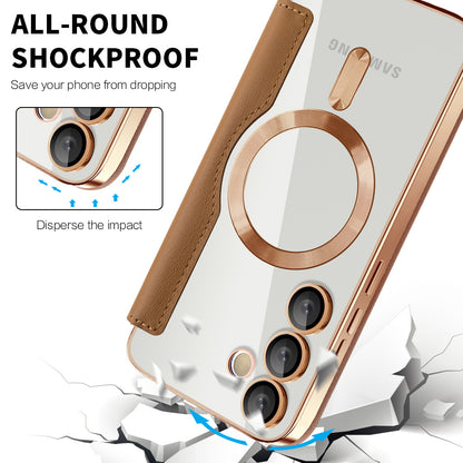 Coque MagSafe pour Samsung Galaxy S23 S911, Techsuit, SmartMag Book, Marron
