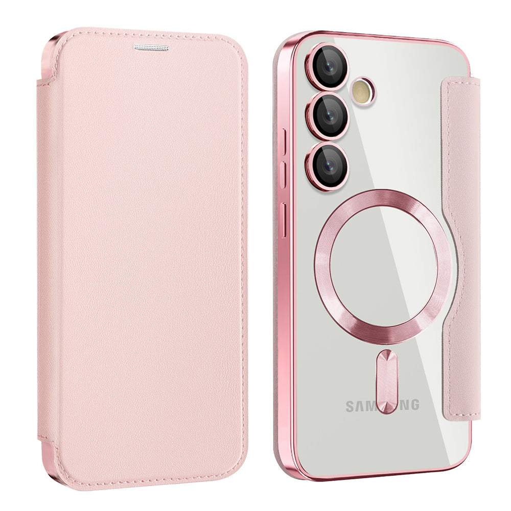 MagSafe Case for Samsung Galaxy S23 S911, Techsuit, SmartMag Book, Pink
