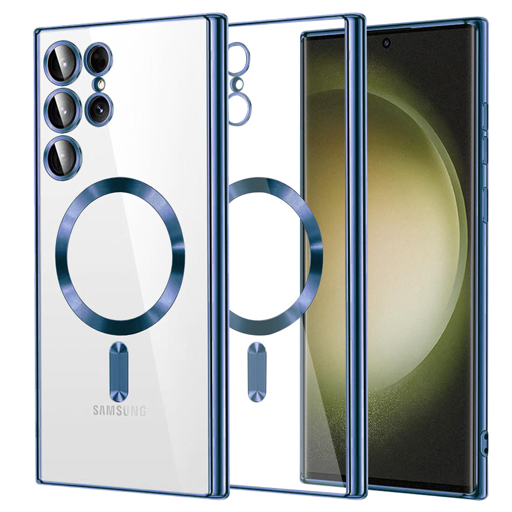 Coque MagSafe pour Samsung Galaxy S23 Ultra S918, Techsuit, Luxury Crystal, Bleu Foncé