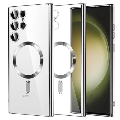 MagSafe-hoes voor Samsung Galaxy S23 Ultra S918, Techsuit, Luxury Crystal, Zilver