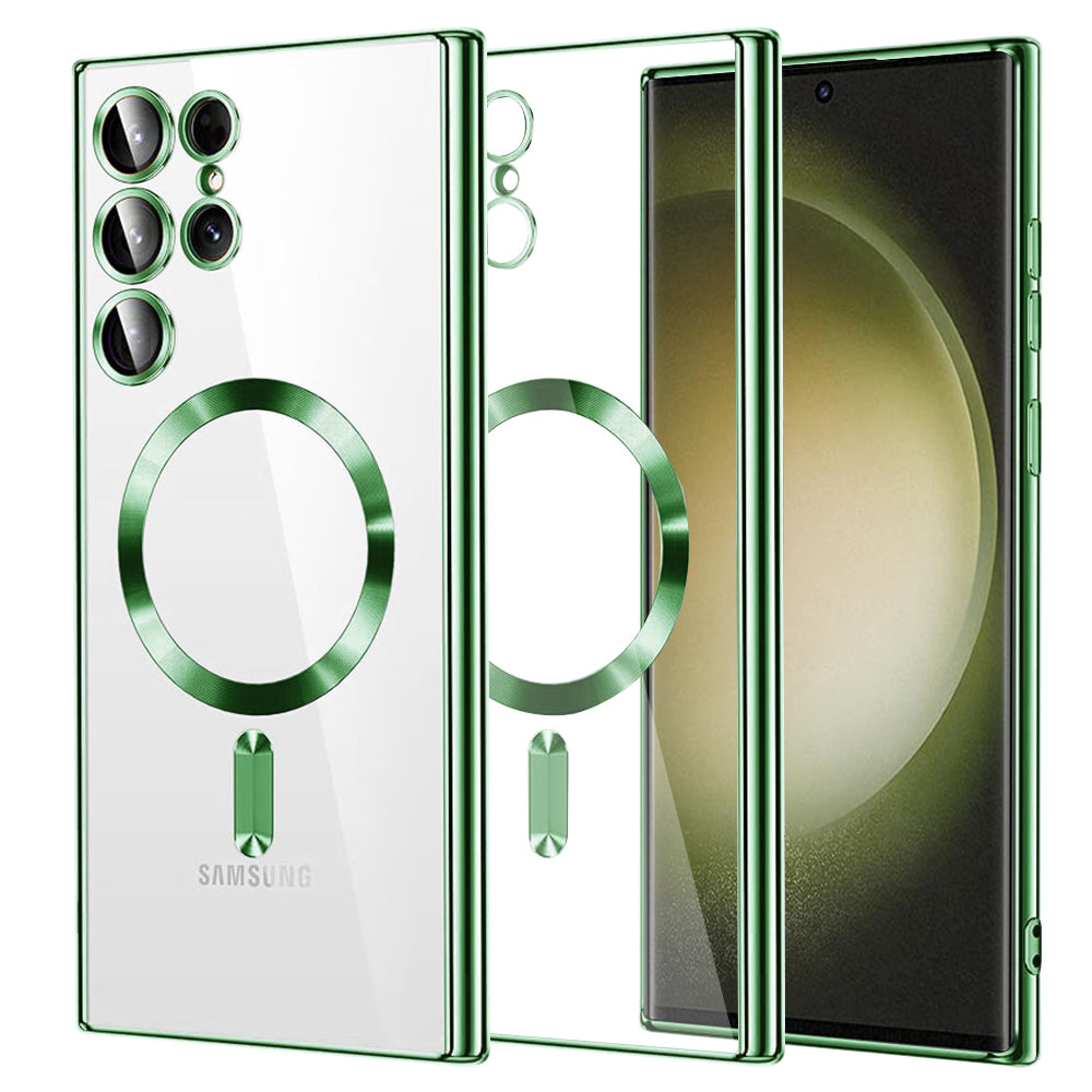 Coque MagSafe pour Samsung Galaxy S23 Ultra S918, Techsuit, Luxury Crystal, Vert Clair