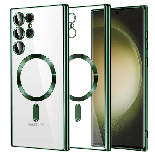 MagSafe-hoes voor Samsung Galaxy S23 Ultra S918, Techsuit, Luxury Crystal, Donkergroen