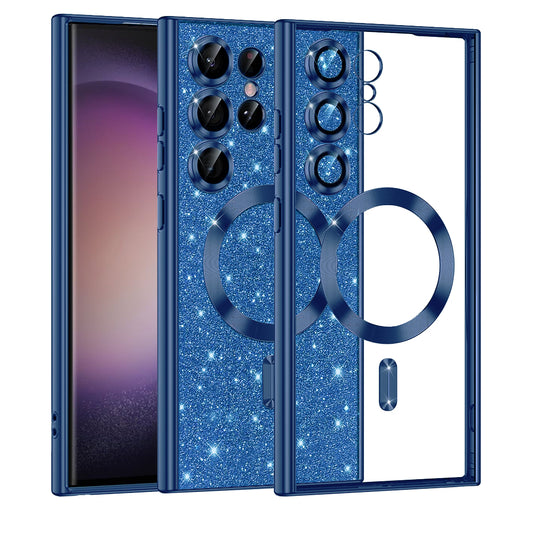 MagSafe-hoesje voor Samsung Galaxy S23 Ultra S918, Techsuit, Luxury Glitter, Donkerblauw