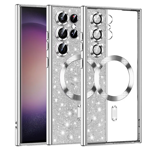 MagSafe-hoesje voor Samsung Galaxy S23 Ultra S918, Techsuit, Luxury Glitter, Zilver