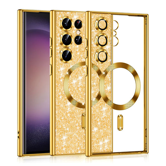 MagSafe-hoesje voor Samsung Galaxy S23 Ultra S918, Techsuit, Luxury Glitter, Goud
