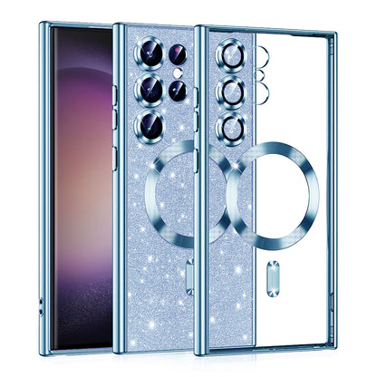 Coque MagSafe pour Samsung Galaxy S23 Ultra S918, Techsuit, Luxury Glitter, Bleu
