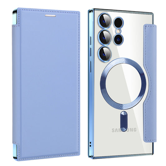 MagSafe-hoes voor Samsung Galaxy S23 Ultra S918, Techsuit, SmartMag Book, Blauw