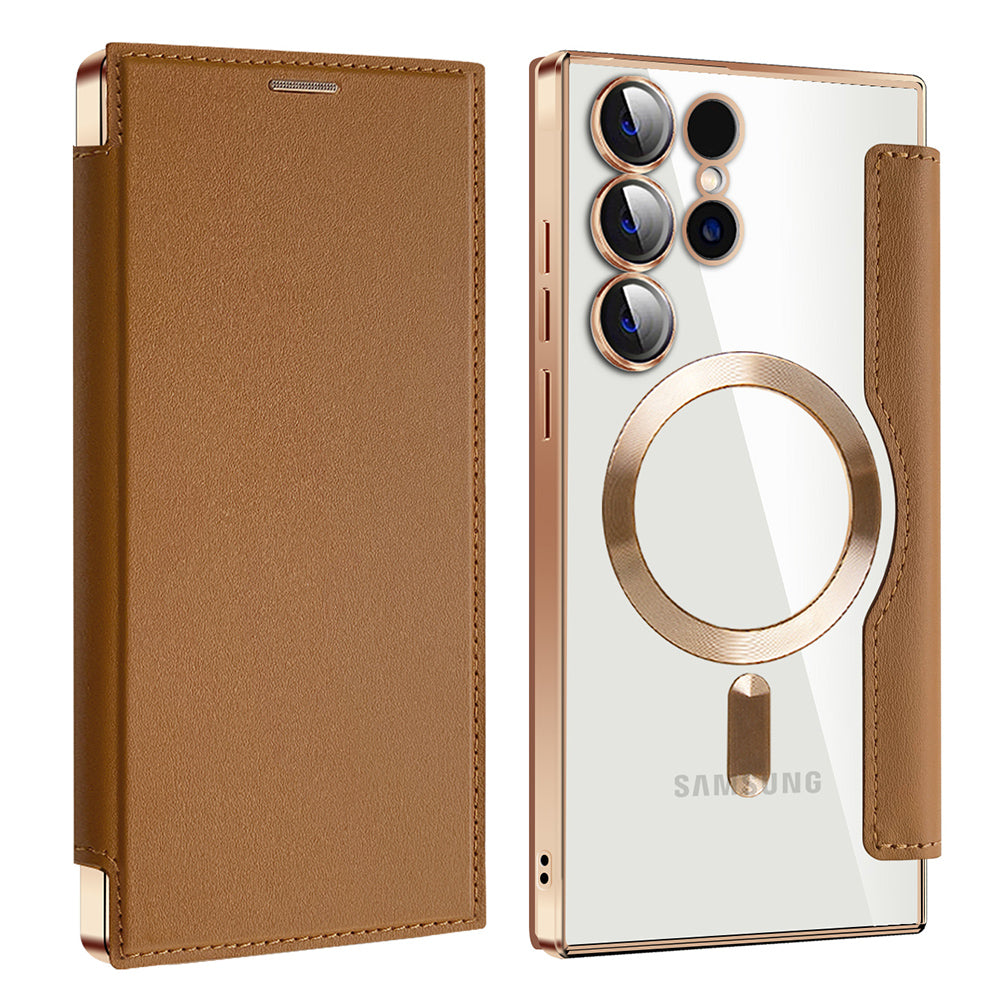 MagSafe-Hülle für Samsung Galaxy S23 Ultra S918, Techsuit, SmartMag Book, Braun