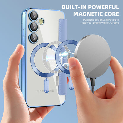 Coque MagSafe pour Samsung Galaxy S24 FE S721, Techsuit, SmartMag Book, Bleu