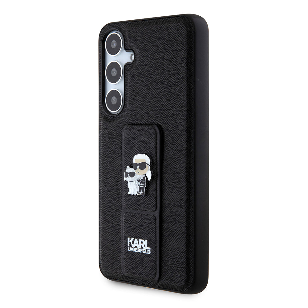 MagSafe Hülle für Samsung Galaxy S24+ S926, Karl Lagerfeld, Saffiano Gripstand Karl & Choupette, Schwarz