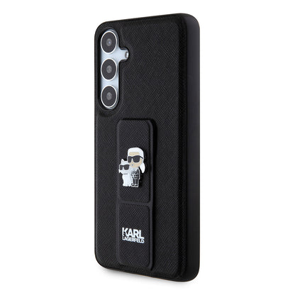 MagSafe Hülle für Samsung Galaxy S24+ S926, Karl Lagerfeld, Saffiano Gripstand Karl & Choupette, Schwarz