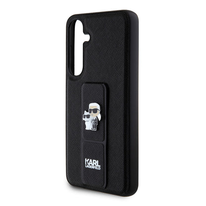 MagSafe Hülle für Samsung Galaxy S24+ S926, Karl Lagerfeld, Saffiano Gripstand Karl & Choupette, Schwarz