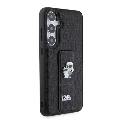 MagSafe Hülle für Samsung Galaxy S24+ S926, Karl Lagerfeld, Saffiano Gripstand Karl & Choupette, Schwarz