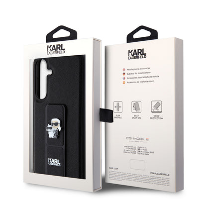 MagSafe Hülle für Samsung Galaxy S24+ S926, Karl Lagerfeld, Saffiano Gripstand Karl & Choupette, Schwarz