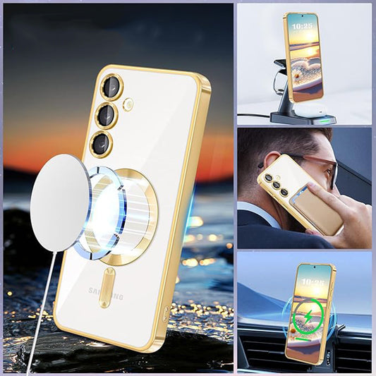 Coque MagSafe pour Samsung Galaxy S24+ S926, Techsuit, Luxury Crystal, Rose