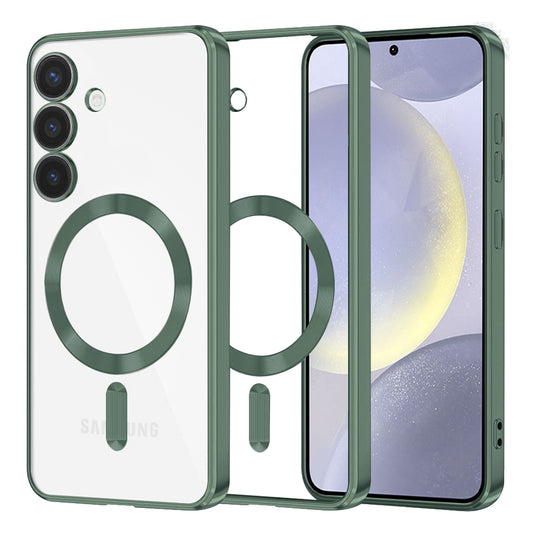 Coque MagSafe pour Samsung Galaxy S24+ S926, Techsuit, Luxury Crystal, Vert Foncé