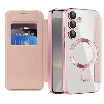 MagSafe-hoes voor Samsung Galaxy S24+ S926, Techsuit, SmartMag Book, Roze